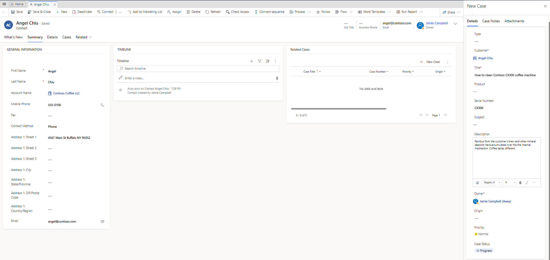 Dynamics 365 Customer Service: Formular zur Schnellerfassung eines Servicefalls
