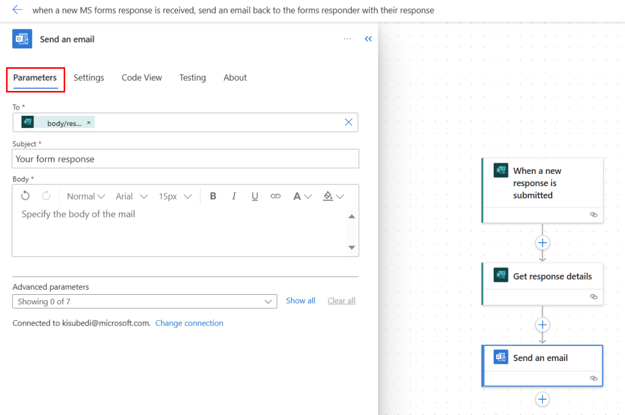 Power-Automate-Flow mit Microsoft Forms und Konfiguration einer Outlook-E-Mail