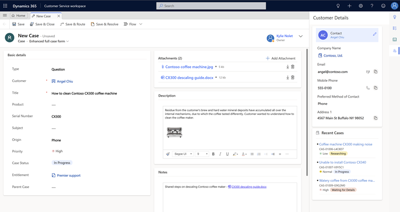 Dynamics 365 Customer Service: erweitertes Fallformular mit Kundenkontext