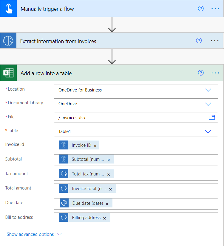 AI-Builder-Rechnungserkennung mit nachgelagerter Excel-Aktion in Power Automate