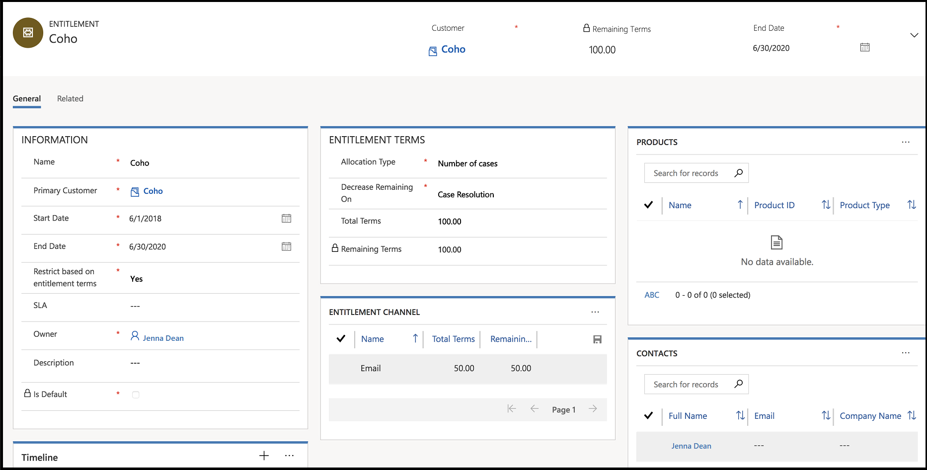Dynamics 365 Customer Service: Serviceanspruch mit Supportbedingungen und Kontingent
