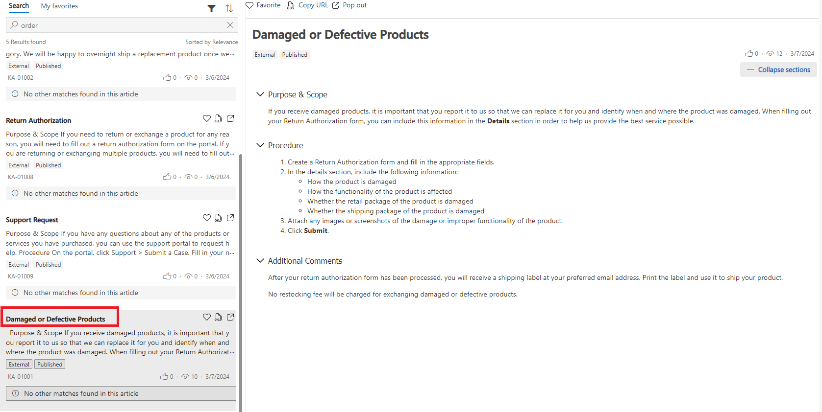 Dynamics 365 Customer Service: Wissensartikel in der integrierten Artikelansicht