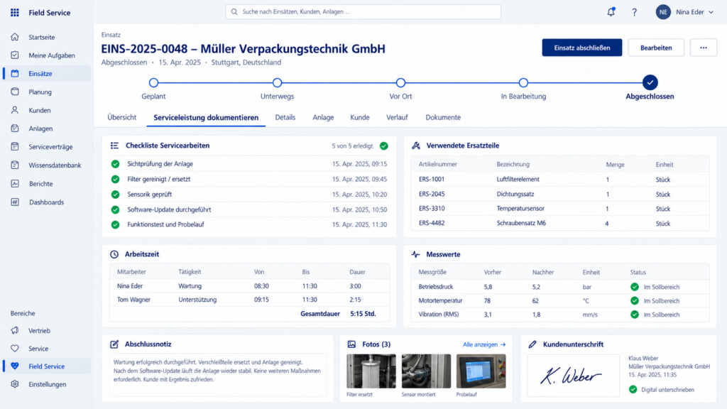 Leistungsdokumentation im Microsoft Dynamics CRM Außendienst
