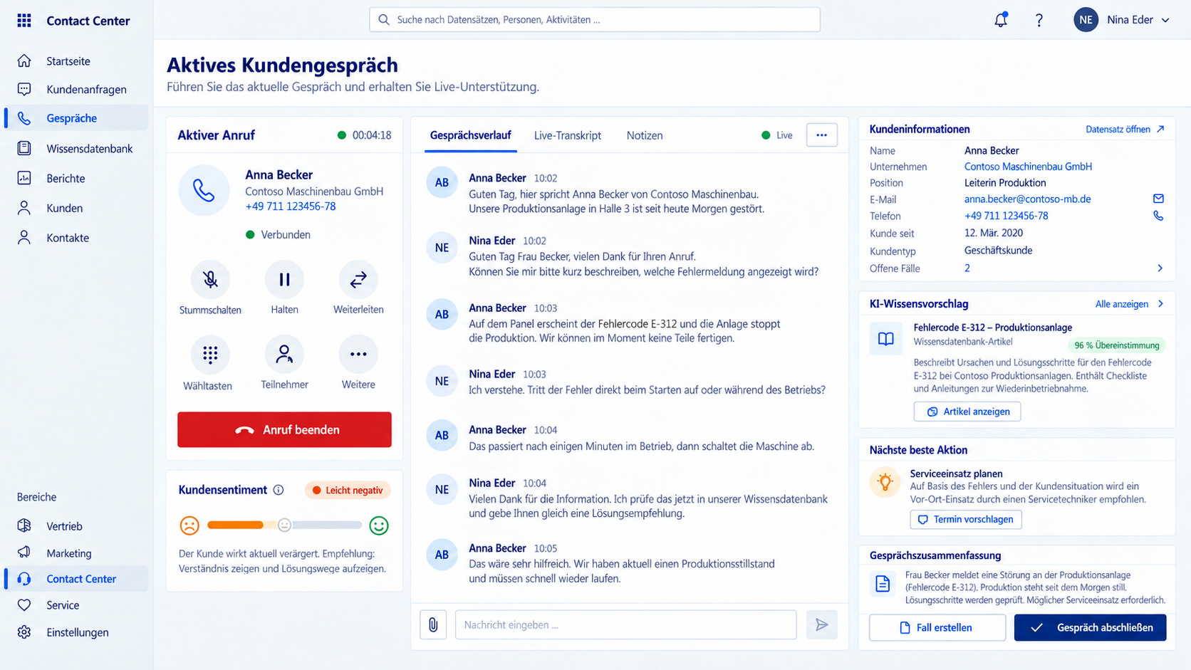 Agent Workspace für Kundengespräche im Microsoft Dynamics CRM
