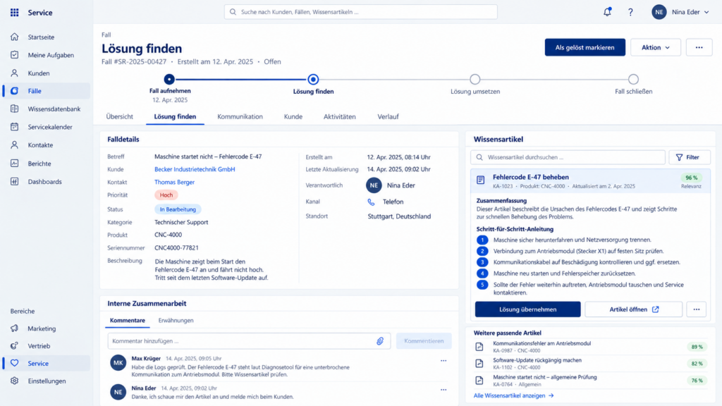 Wissensdatenbank und Lösungsvorschlag in Microsoft Dynamics CRM