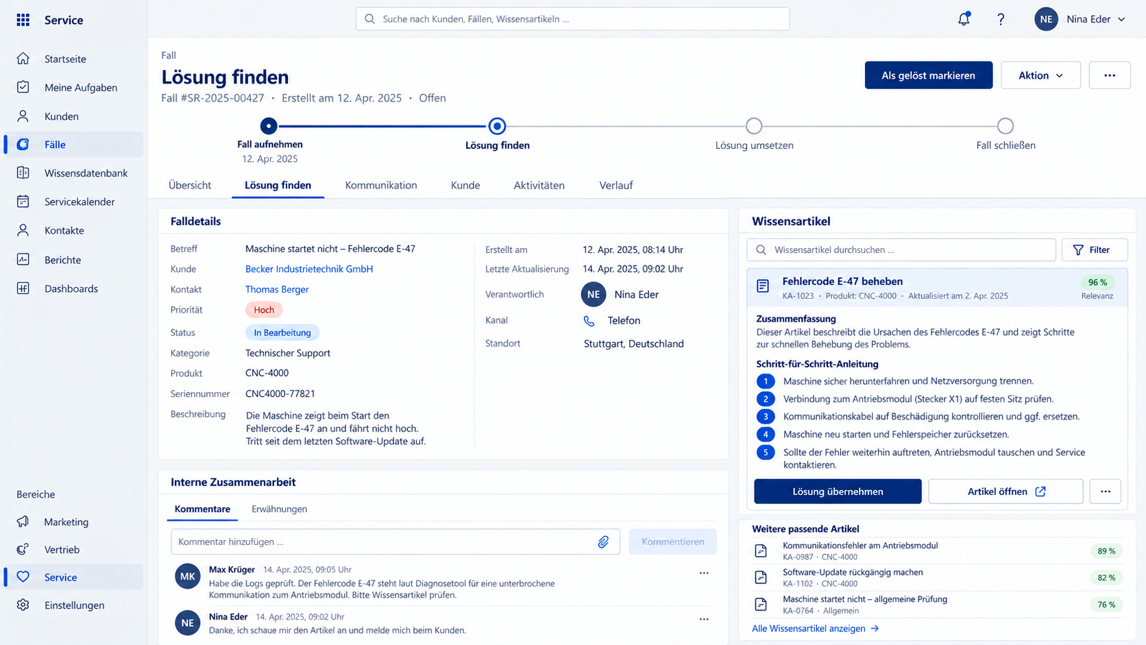 Wissensdatenbank und Lösungsvorschlag in Microsoft Dynamics CRM