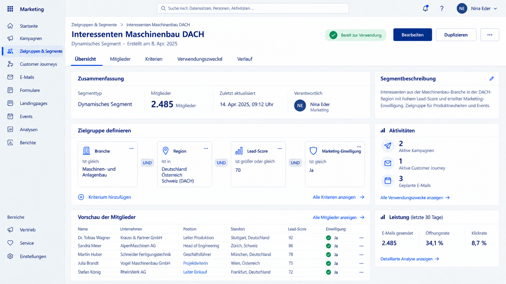 Zielgruppensegmentierung im Microsoft Dynamics CRM Marketing