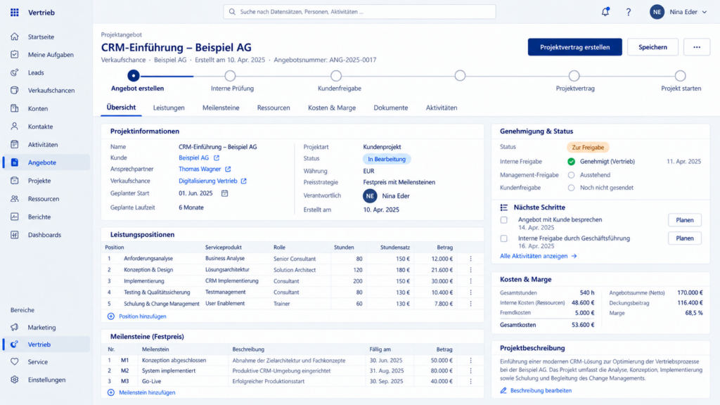 Projektangebot in Microsoft Dynamics CRM Project Operations